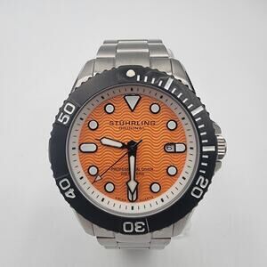 Stuhrling Swiss Original Professional Diver 200 Meters .orange Dial Running